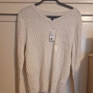 Women's White Cable Knit Sweater